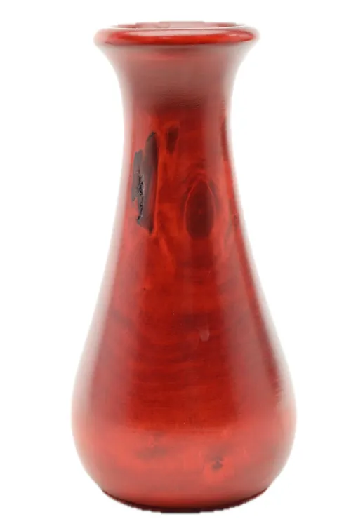 Red Stain Wooden Vase