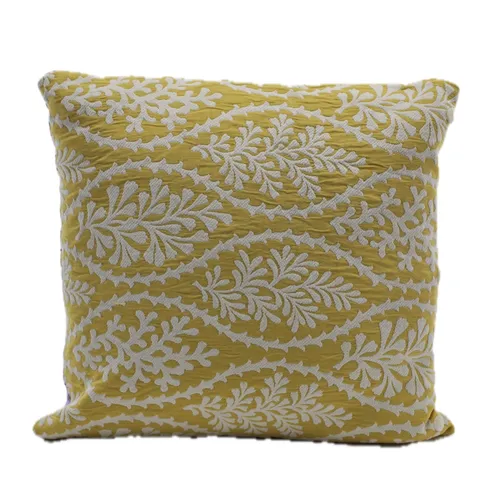 Yellow Brass With White Vine & French Lilac Purple Back Throw Pillow