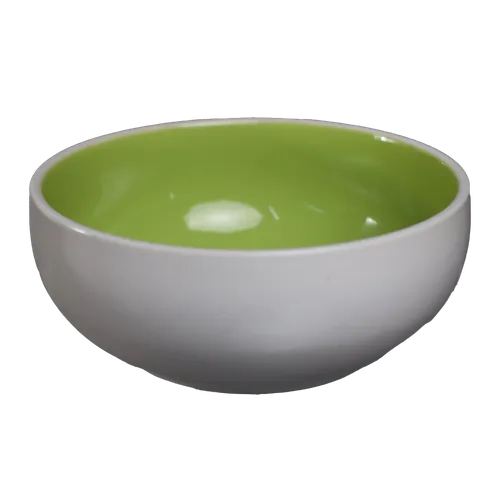 White With Pear Green Interior Small Bowl