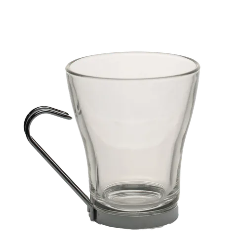 Clear Glass With Metal Handle Coffee Mug