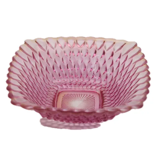 Clear Pink Glass Dish Bowl