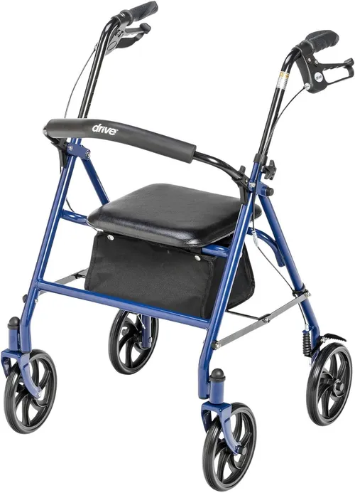 Blue Rolling Walker With Seat