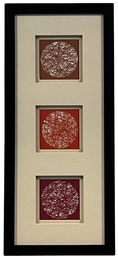 Abstract Circular Tangled Thread  In Black Frame