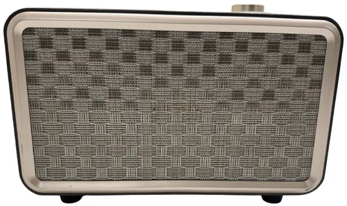 Brown Leather & Beige Desktop Radio