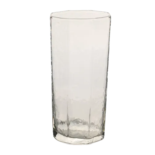 Clear Octagonal Drinking Glass With Dimpled Pattern