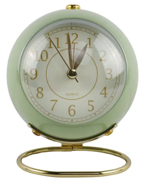 Pistachio Green Orb Alarm Clock On Gold Base