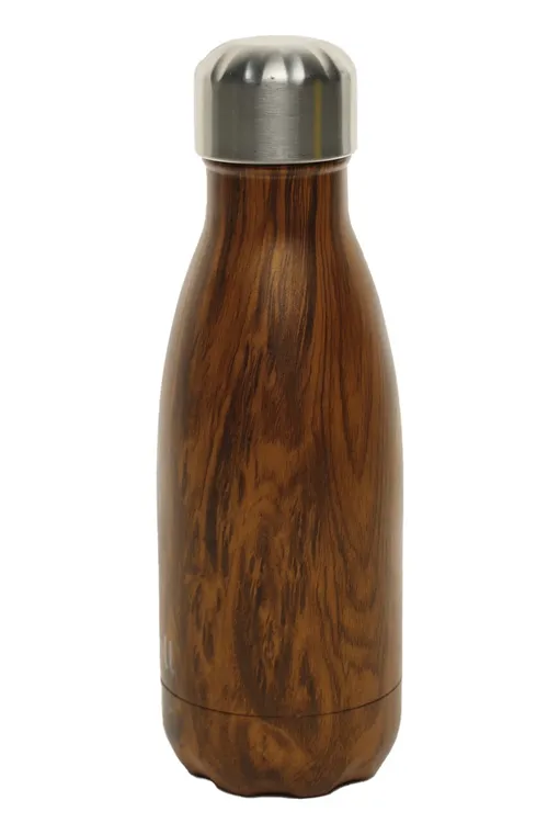 Mini Woodgrain Metal Water Bottle