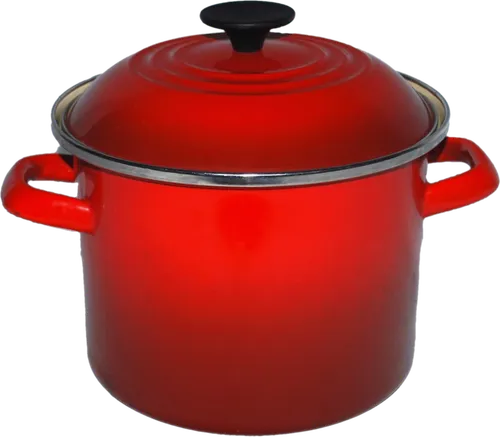 Red Gradient Enamelled Stock Pot With Lid