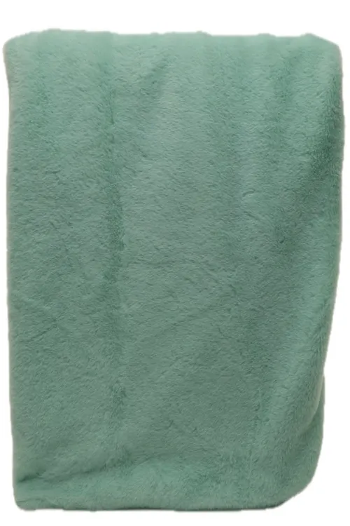 Mint Green Faux Fur Solid Low Pile Throw Blanket 