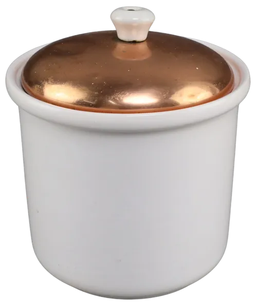 White Ceramic Canister With Copper Lid 
