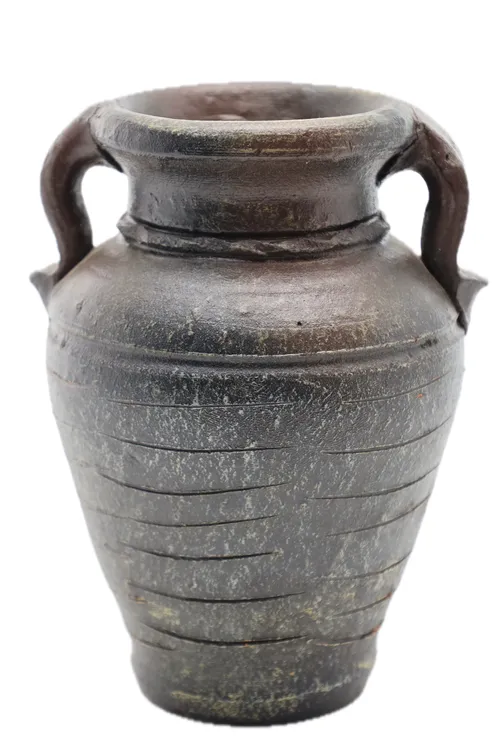 Mayan Inspired Brown Ceramic Vase