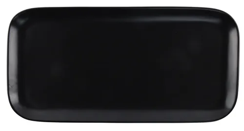 Matte Black Rectangular Serving Platter With Rounded Edges