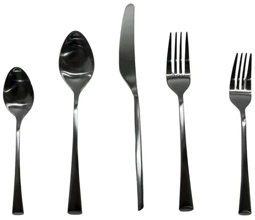 25 Piece Thin Cutlery Set With Brushed Metal Finish