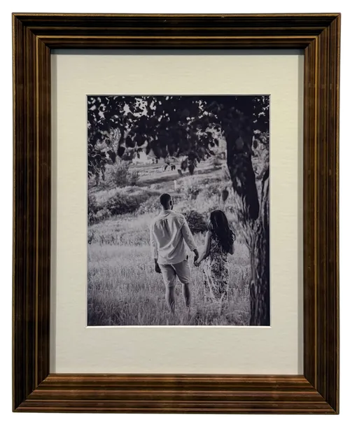 Black & White Couple Photograph In Gold Frame