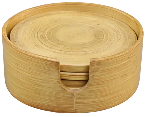 Wood Coaster Set With Holder