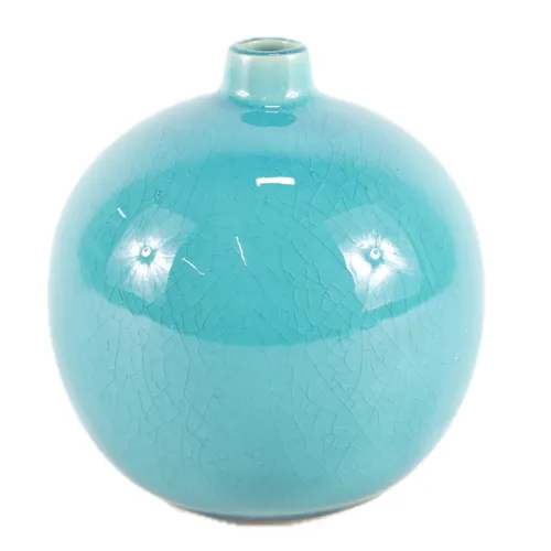 Turquoise Globe Ceramic Bud Vase