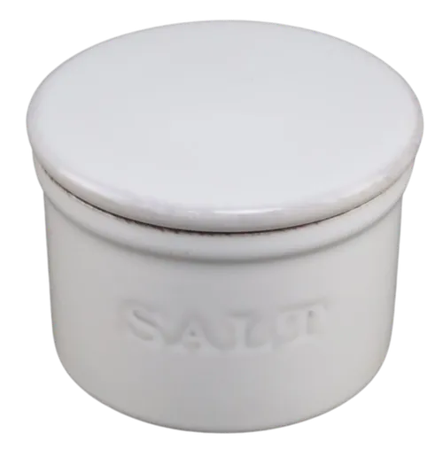 White Ceramic Salt Cellar With Lid