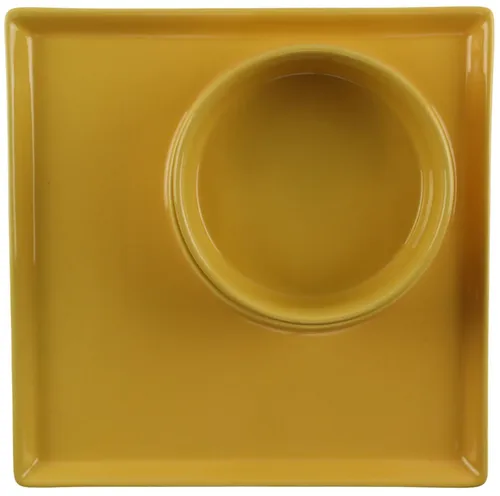 Two Piece Yellow Ceramic Serving Bowl & Square Plate
