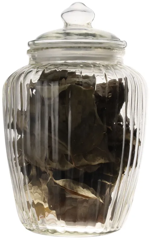 Ribbed Glass Canister With Dried Herbs