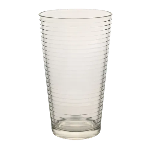 Clear High Ball Drinking Glass With Ripple Pattern