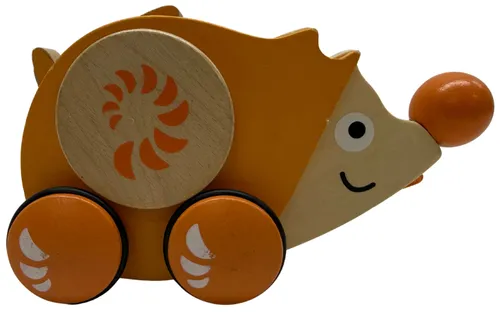 Orange Wood Hedgehog Pull Along Toy