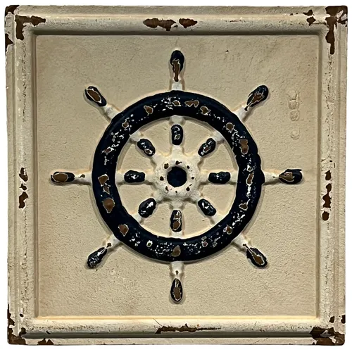 Nautical Ship Wheel Metal Wall Panel