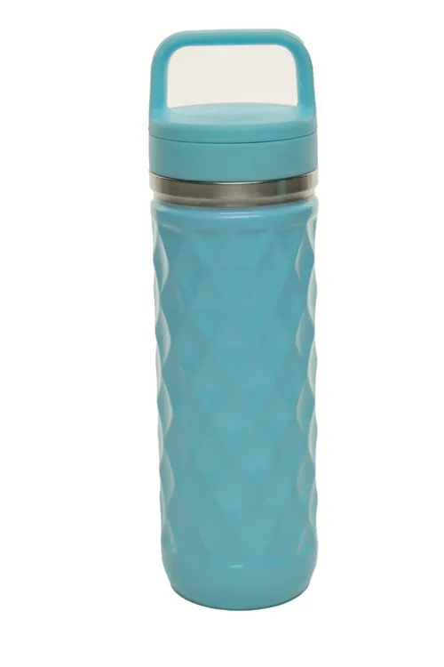 Pale Robin's Egg Blue Diamond Pattern Metal Water Bottle