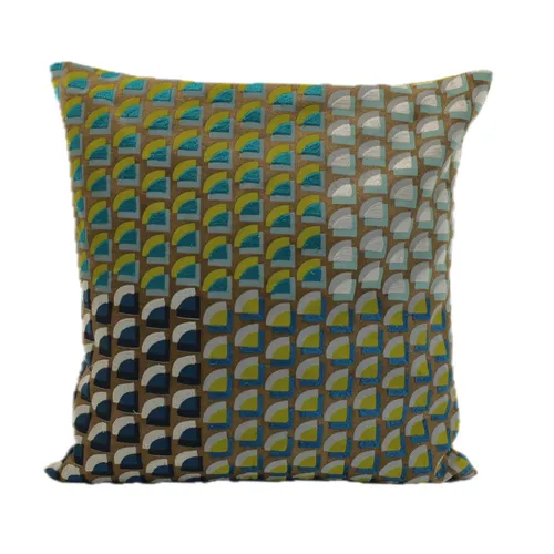 Antique Gold & Green & Blue Pie Abstract Throw Pillow