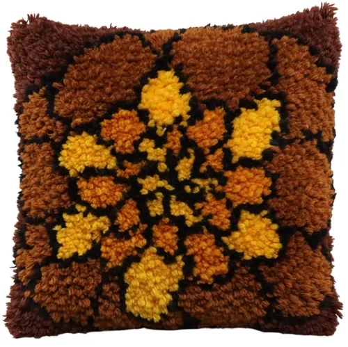 Vintage Hooked Yarn Marigold Throw Pillow