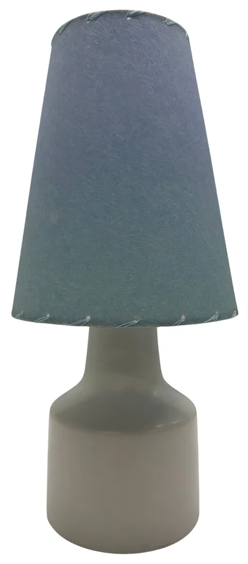 White Ceramic Lotte Table Lamp with Blue Fibreglass Shade