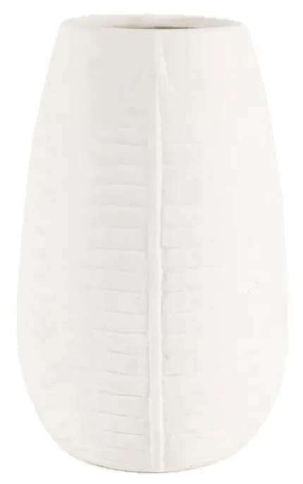 White Fern Fossil Ceramic Vase