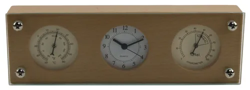 Wood Clock & Thermometer & Hygrometer