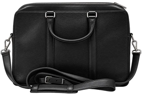 Minimalist Black Leather Briefcase / Laptop Bag