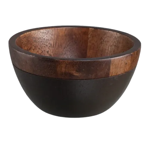 Grain Rim Black Wood Serving Bowl