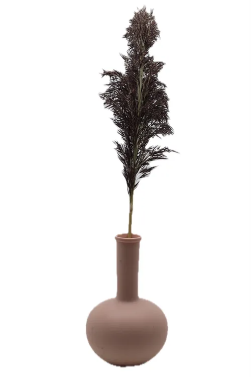 Languid Lavender Pink Fluted Ceramic Vase With Purple Reed