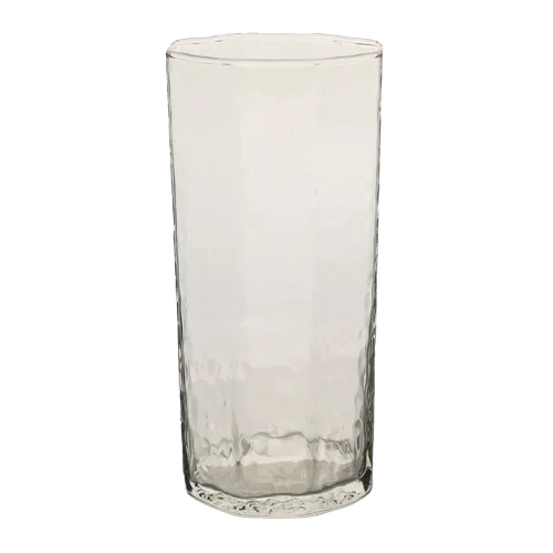 Clear Octagonal Drinking Glass With Dimpled Pattern - Small