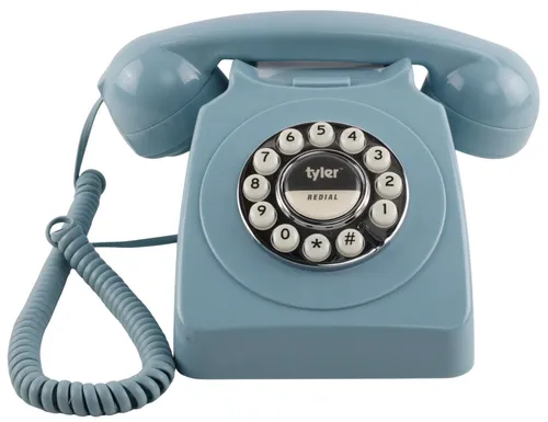 Pale Blue Rotary Style Push Button Telephone