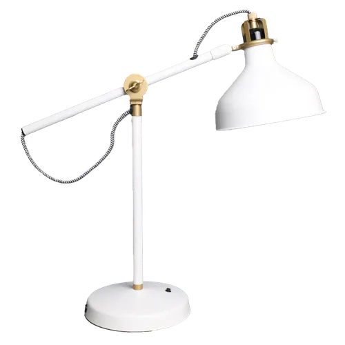 White Desk Lamp With Brass Accents