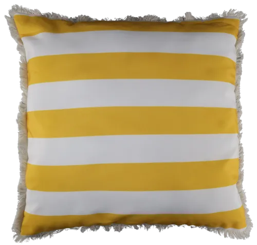 Yellow & White Stripe Throw Pillow With Fringe