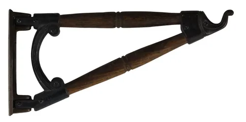 Antique Cast Iron & Wood Swivel Wall Hook
