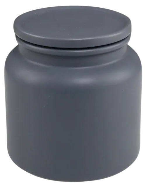 Matte Grey Ceramic Canister With Lid