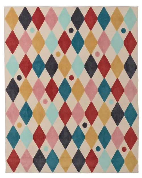 Multicolour Diamond Area Rug 4'3