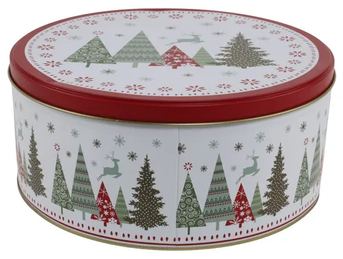 Christmas Tree Seasonal Round Tin