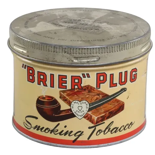 Antique Round Pipe Tobacco Tin With Lid 