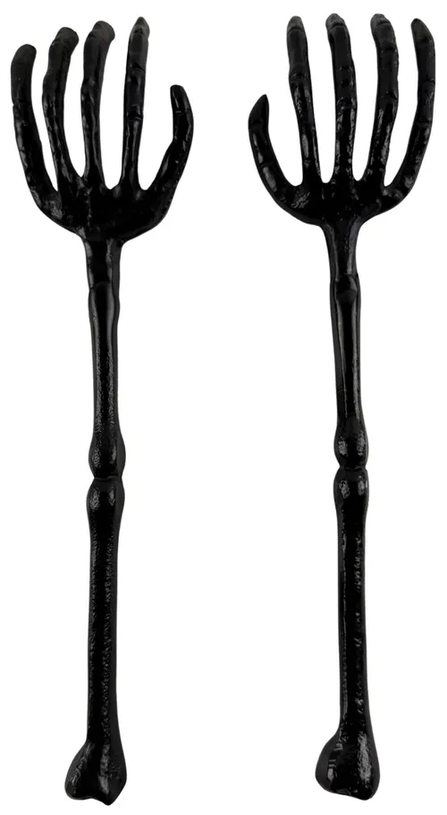 Black Metal Skeleton Hands Serving Utensils