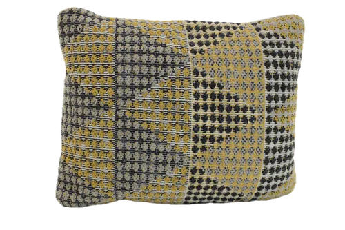 Kilim Harvest Gold & Navy Blue Embroidered Diamond Pattern Throw Pillow