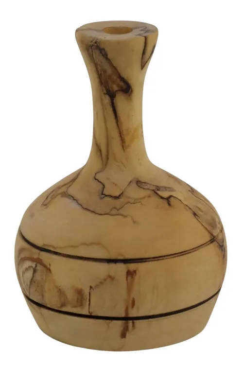 Turned Wood Vase With Flat Bottom