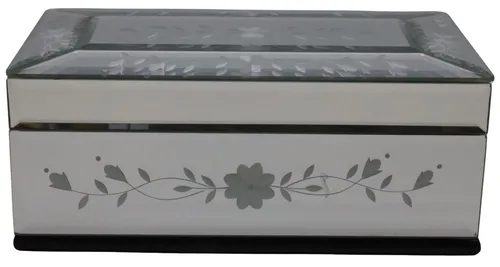 Mirrored Jewellery Box With Etched Floral Pattern