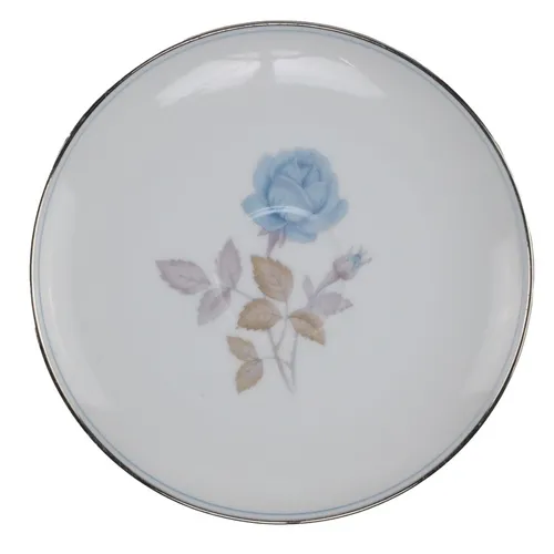 Budding Rose Saucer With Silver Trim