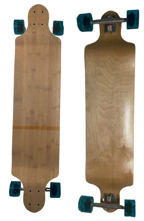 Natural Wood Grain Long Board Wth Clear Grip Tape